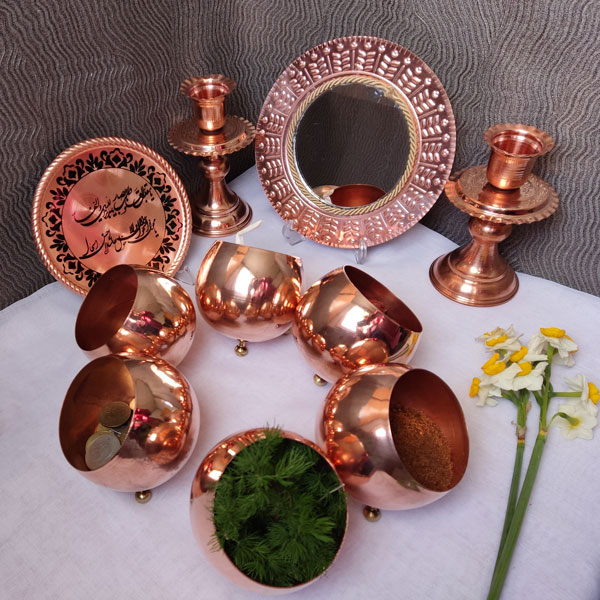 سفره هفت سین مسی تک آینه مسی