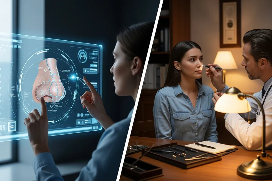 هوش مصنوعی یا معاینه حضوری؟ مقایسه واقعی برای انتخاب جراح بینی