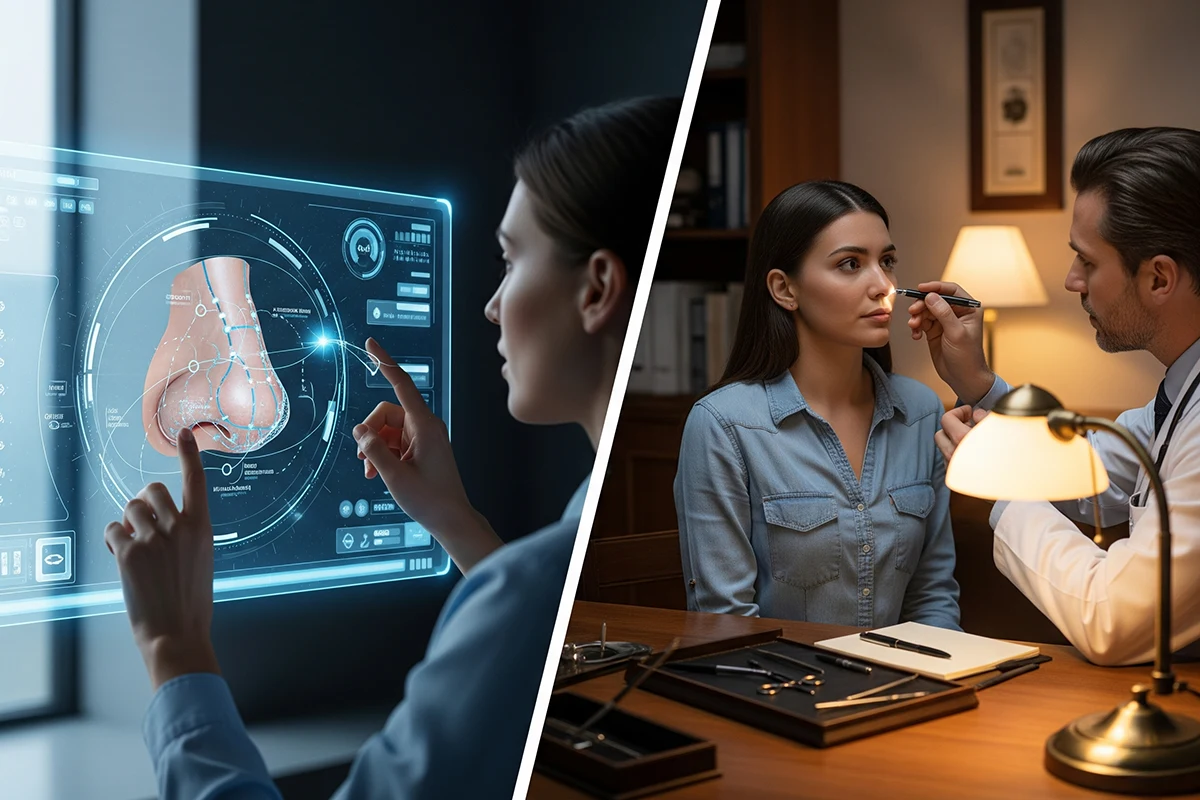 هوش مصنوعی یا معاینه حضوری؟ مقایسه واقعی برای انتخاب جراح بینی