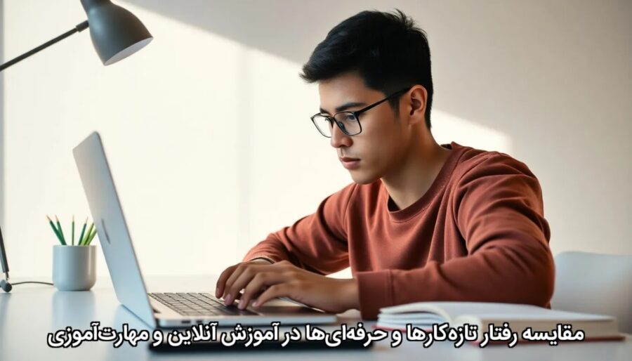 مقایسه رفتار تازه‌کارها و حرفه‌ای‌ها در آموزش آنلاین و مهارت‌آموزی