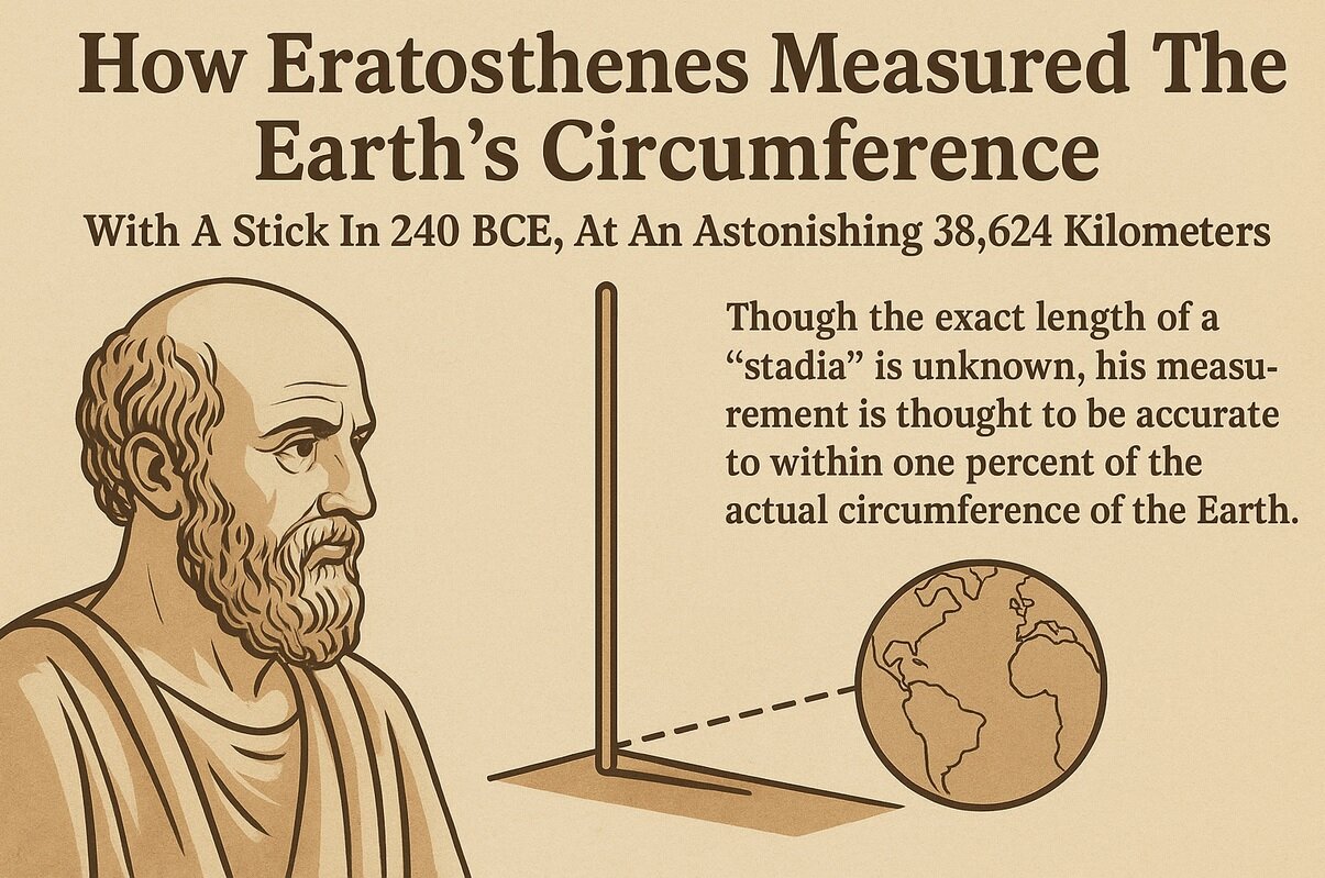 محاسبه دقیق محیط زمین با یک تکه چوب در ۲۴۰۰ سال پیش محاسبه دقیق محیط زمین با یک تکه چوب در ۲۴۰۰ سال پیش