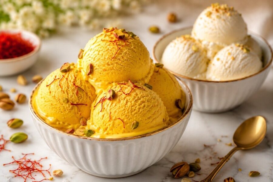 بستنی سنتی زعفرانی را بدون دستگاه و بدون ثعلب درست کنید | چرا بافت بستنی یخی می شود؟ + راهکار
